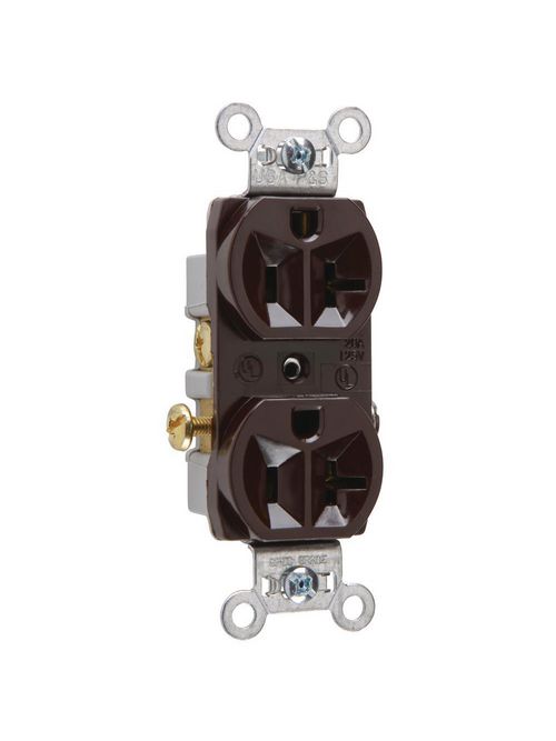 Pass & Seymour CR20 20 Amp 125 VAC 2-Pole 3-Wire NEMA 5-20R Brown Nylon Face Corrosion-Resistant Duplex Receptacle Pass & Seymour CR20 20 Amp 125 VAC 2-Pole 3-Wire NEMA 5-20R Brown Nylon Face Corrosion-Resistant Duplex Receptacle