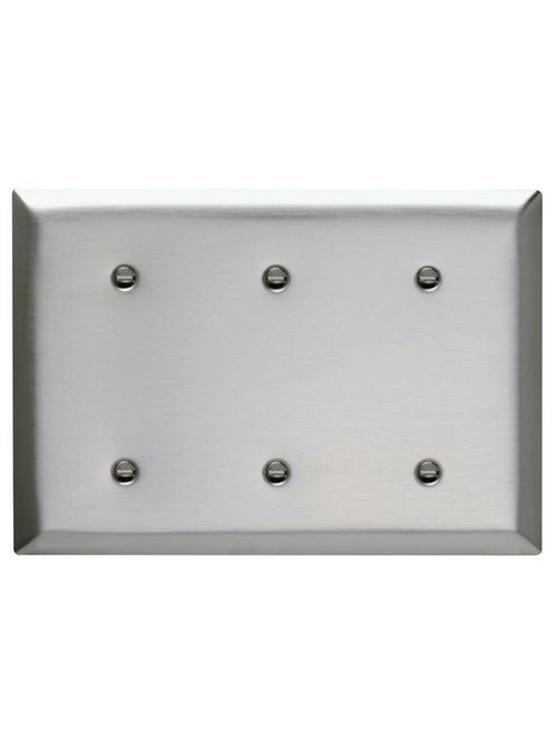 Pass & Seymour SS34 3-Gang Blank Smooth Brushed Stainless Steel Standard Wallplate Pass & Seymour SS34 3-Gang Blank Smooth Brushed Stainless Steel Standard Wallplate