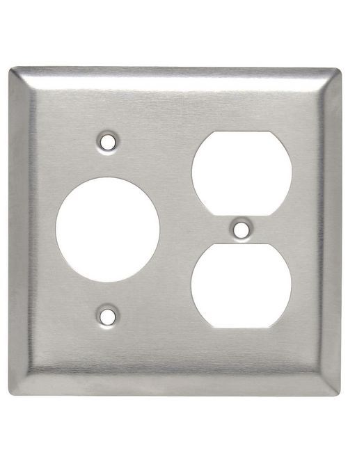 Pass & Seymour SS78 2-Gang 1-Single 1-Duplex Receptacle Smooth Brushed Stainless Steel Standard Combination Wallplate Pass & Seymour SS78 2-Gang 1-Single 1-Duplex Receptacle Smooth Brushed Stainless Steel Standard Combination Wallplate