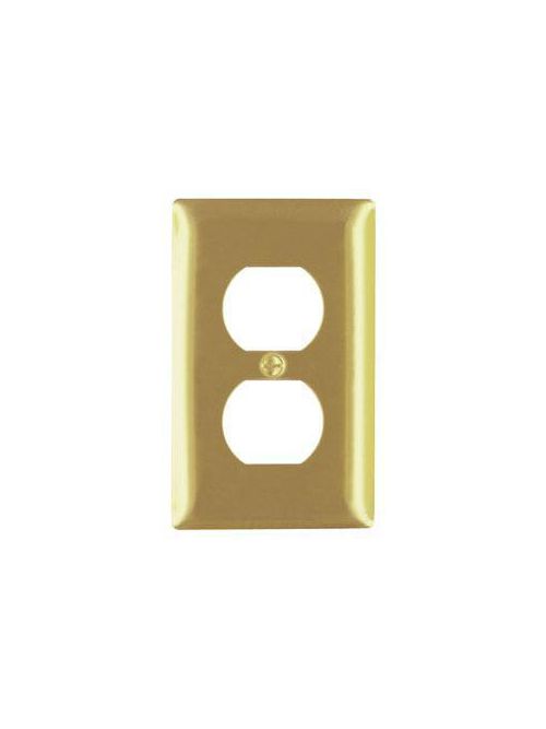Product image for Pass & Seymour SB8 1-Gang 1-Duplex Receptacle Brown Smooth Brass Standard Wallplate