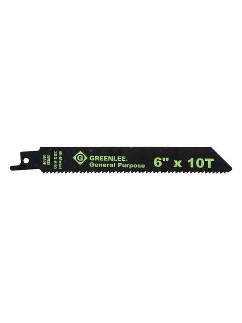 Product image for Greenlee 353-610 6 x 3/4 x 0.035 Inch Bi-Metal Straight Back Reciprocating Saw Blade