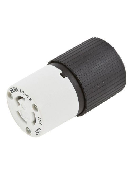 Pass & Seymour L515C 15 Amp 125 Volt 2-Pole 3-Wire NEMA L5-15R Black and White Locking Connector Body Pass & Seymour L515C 15 Amp 125 Volt 2-Pole 3-Wire NEMA L5-15R Black and White Locking Connector Body