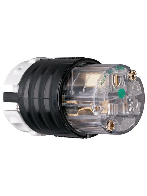 Product image for Pass & Seymour PS5269-XHG 15 Amp 125 Volt 2-Pole 3-Wire NEMA 5-15R Black and Clear Nylon Polarized Straight Blade Connector