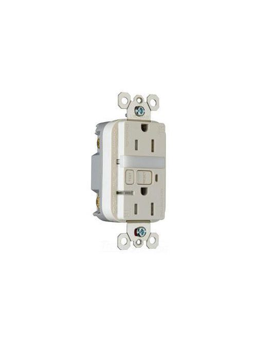 Product image for Pass & Seymour 1595-NTLTRLACC4 15 Amp 125 VAC 2-Pole 3-Wire NEMA 5-15R Light Almond Thermoplastic Night Light/GFCI Receptacle