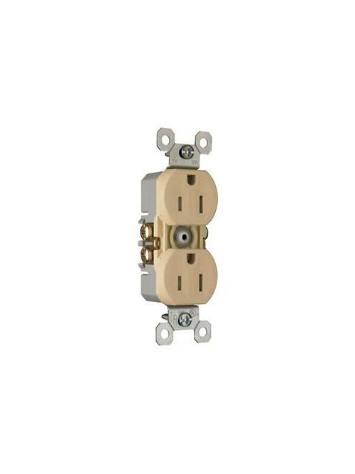 Product image for Pass & Seymour 3232-TRSLA Tamper-Resistant, Duplex Self-Grounding Receptacle. 15 amp, 125 V.White