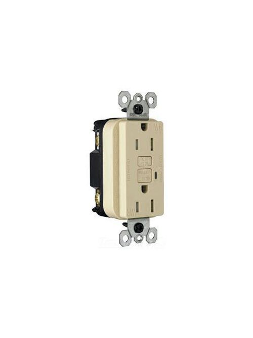 Product image for Pass & Seymour 1595-TRWRI GFCI Receptacle Tamper-Resistant/Weather-Resistant, 10kA SCCR,15A 120V - Ivory
