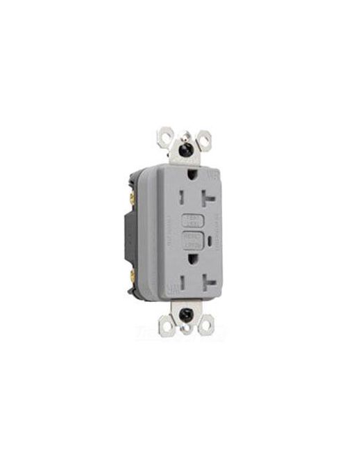 Product image for Pass & Seymour 2095-TRWRGRY GFCI Receptacle Tamper-Resistant/Weather-Resistant, 10kA SCCR,20A 120V - Gray