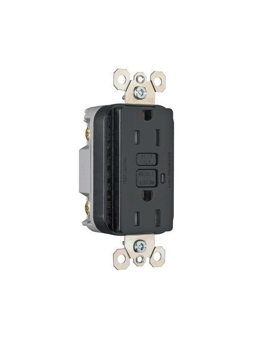 Pass & Seymour 1595-TRBK 15 Amp 125 VAC 2-Pole 3-Wire NEMA 5-15R Black Thermoplastic Duplex Decorator GFCI Receptacle Pass & Seymour 1595-TRBK 15 Amp 125 VAC 2-Pole 3-Wire NEMA 5-15R Black Thermoplastic Duplex Decorator GFCI Receptacle