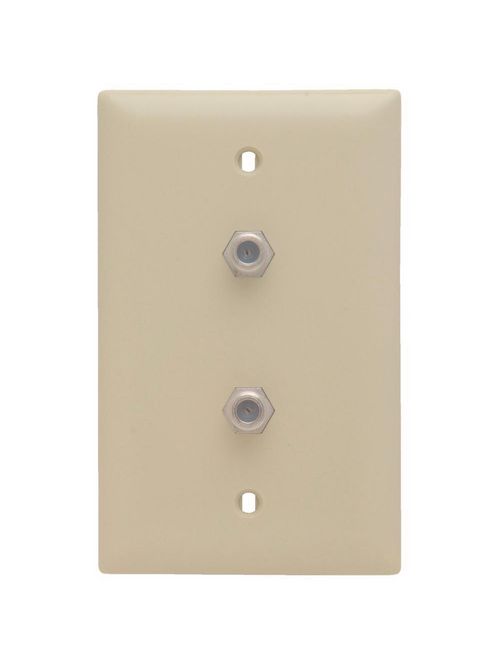 On-Q TPCATV2-I 1-Gang 2-F Coaxial Connector Ivory Nickel Plated Steel Standard Communication Wallplate On-Q TPCATV2-I 1-Gang 2-F Coaxial Connector Ivory Nickel Plated Steel Standard Communication Wallplate