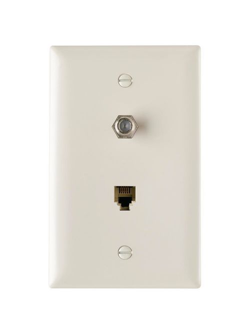 On-Q TPTELTV-LA 1-Gang 1-F-Coaxial Connector 1-RJ11 Modular Jack Light Almond Thermoplastic Communication Wallplate On-Q TPTELTV-LA 1-Gang 1-F-Coaxial Connector 1-RJ11 Modular Jack Light Almond Thermoplastic Communication Wallplate