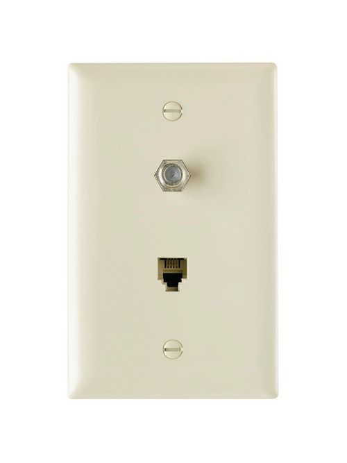 On-Q TPTELTV-I 1-Gang 1-F-Coaxial Connector 1-RJ11 Modular Jack Ivory Thermoplastic Communication Wallplate On-Q TPTELTV-I 1-Gang 1-F-Coaxial Connector 1-RJ11 Modular Jack Ivory Thermoplastic Communication Wallplate