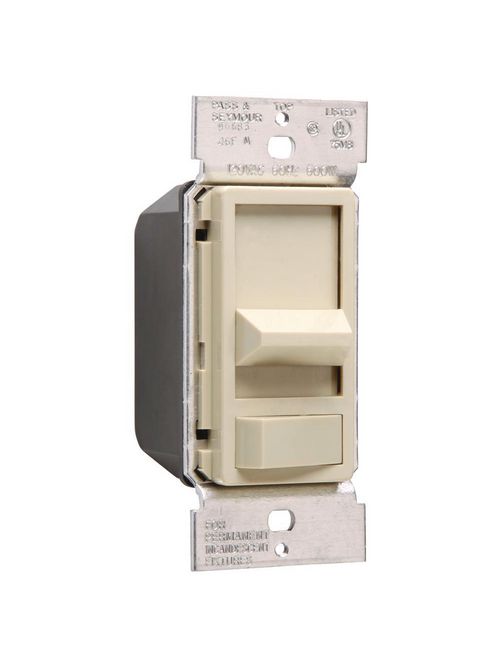 Product image for Pass & Seymour 90683-IV 600 W 120 Volt 3-Way Ivory Incandescent Slide with Preset On/Off Dimmer