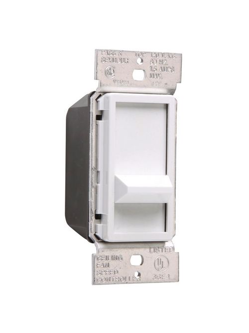 Product image for Pass & Seymour 94084-WV 120 VAC 60 Hz 1.5 Amp 1-Pole 3-Speed White Slide On/Off Fan Speed Control