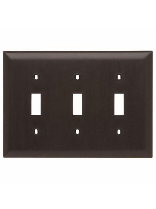 Pass & Seymour TP3 3-Gang 3-Toggle Switch Brown Nylon Standard Unbreakable Wallplate Pass & Seymour TP3 3-Gang 3-Toggle Switch Brown Nylon Standard Unbreakable Wallplate