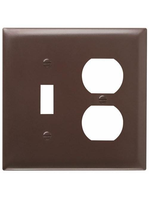 Pass & Seymour TP18 2-Gang 1-Toggle Switch 1-Duplex Receptacle Brown Nylon Standard Combination Unbreakable Wallplate Pass & Seymour TP18 2-Gang 1-Toggle Switch 1-Duplex Receptacle Brown Nylon Standard Combination Unbreakable Wallplate
