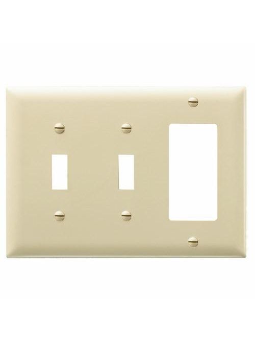 Pass & Seymour TP226-I 3-Gang 2-Toggle Switch 1-Decorator Ivory Nylon Standard Combination Unbreakable Wallplate Pass & Seymour TP226-I 3-Gang 2-Toggle Switch 1-Decorator Ivory Nylon Standard Combination Unbreakable Wallplate