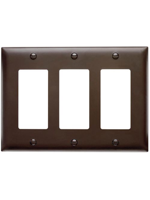 Wattstopper TP263 3-Gang 3-Decorator Brown Nylon Standard Unbreakable Wallplate Wattstopper TP263 3-Gang 3-Decorator Brown Nylon Standard Unbreakable Wallplate