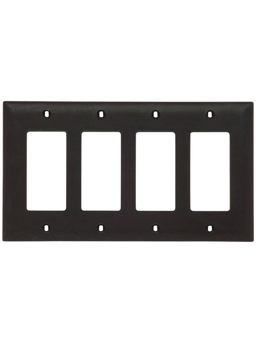 Pass & Seymour TP264 4-Gang 4-Decorator Brown Nylon Standard Unbreakable Wallplate Pass & Seymour TP264 4-Gang 4-Decorator Brown Nylon Standard Unbreakable Wallplate