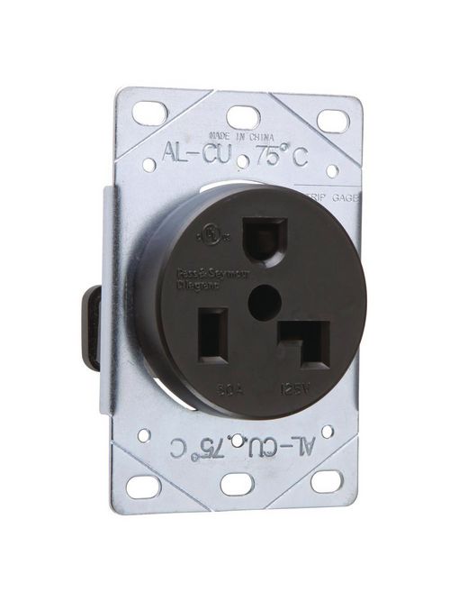 Pass & Seymour 3802 30 Amp 125 VAC 2-Pole 3-Wire NEMA 5-30R Flush Mount Straight Blade Power Receptacle Pass & Seymour 3802 30 Amp 125 VAC 2-Pole 3-Wire NEMA 5-30R Flush Mount Straight Blade Power Receptacle