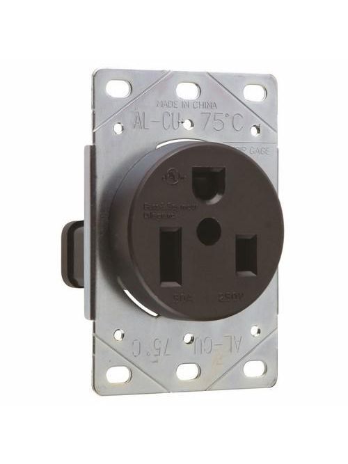 Pass & Seymour 3804 50 Amp 250 VAC 2-Pole 3-Wire NEMA 6-50R Flush Mount Straight Blade Power Receptacle Pass & Seymour 3804 50 Amp 250 VAC 2-Pole 3-Wire NEMA 6-50R Flush Mount Straight Blade Power Receptacle
