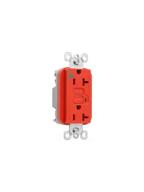 Product image for Pass & Seymour 2095-HGRED 20 Amp 125 VAC 2-Pole 3-Wire NEMA 5-20R Red Thermoplastic Duplex Decorator GFCI Receptacle