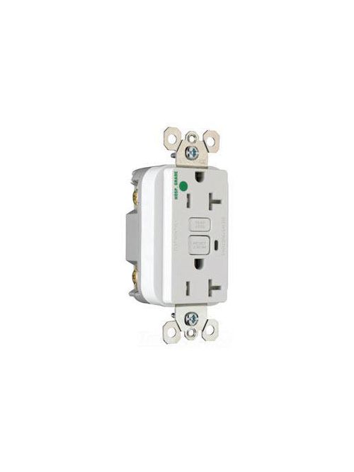 Product image for Pass & Seymour 2095-HGTRW Hospital Grade Tamper-Resistant GFCI Receptacle, 10kA SCCR,20A 125VAC - White