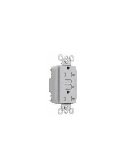 Product image for Pass & Seymour 2095-TRGRY GFCI Tamper-Resistant Receptacle, 10kA SCCR,20A 125VAC - Gray