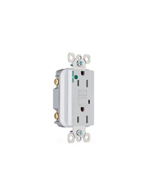 Product image for Pass & Seymour 1595-HGW 15 Amp 125 VAC 2-Pole 3-Wire NEMA 5-15R White Thermoplastic Duplex Decorator GFCI Receptacle