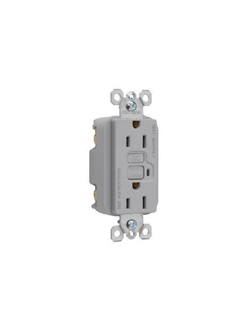 Product image for Pass & Seymour 1595-GRY Trademaster®/Spec Grade GFCI Receptacle, 15A 125V - Gray