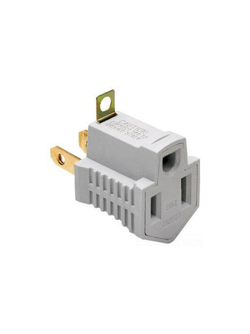 Product image for Pass & Seymour 210-G 1.75 Inch 3-Wire Gray Molded Rubber Female End Straight Blade Grounding Plug Adapter
