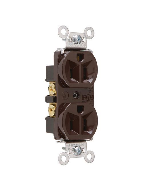 Pass & Seymour 5262 15 Amp 125 VAC 2-Pole 3-Wire NEMA 5-15R Brown Nylon Extra Heavy Duty Straight Blade Duplex Receptacle Pass & Seymour 5262 15 Amp 125 VAC 2-Pole 3-Wire NEMA 5-15R Brown Nylon Extra Heavy Duty Straight Blade Duplex Receptacle