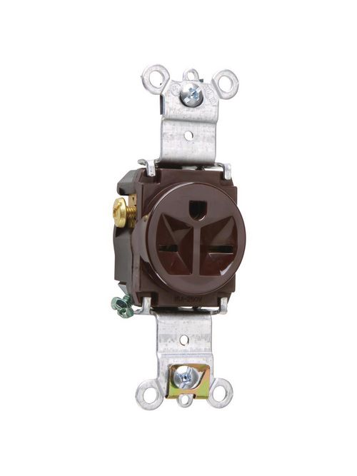 Pass & Seymour 5671 15 Amp 250 VAC 2-Pole 3-Wire NEMA 6-15R Brown Nylon Face Thermoplastic Back Body Single Receptacle Pass & Seymour 5671 15 Amp 250 VAC 2-Pole 3-Wire NEMA 6-15R Brown Nylon Face Thermoplastic Back Body Single Receptacle