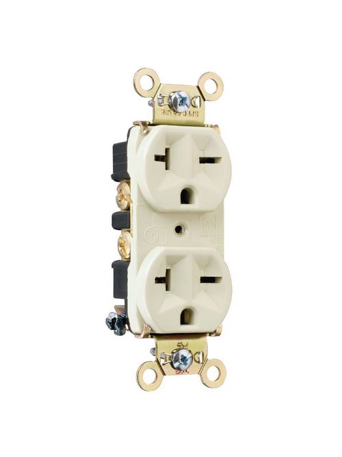 Pass & Seymour 5862-I 20 Amp 250 VAC 2-Pole 3-Wire NEMA 6-20R Ivory Nylon Face PVC Back Body Duplex Receptacle Pass & Seymour 5862-I 20 Amp 250 VAC 2-Pole 3-Wire NEMA 6-20R Ivory Nylon Face PVC Back Body Duplex Receptacle