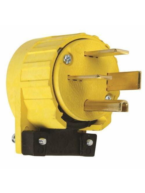 Pass & Seymour 5751-AN 50 Amp 250 VAC 3-Phase 3-Pole 4-Wire NEMA 15-50P Yellow Angled Straight Blade Power Plug Pass & Seymour 5751-AN 50 Amp 250 VAC 3-Phase 3-Pole 4-Wire NEMA 15-50P Yellow Angled Straight Blade Power Plug