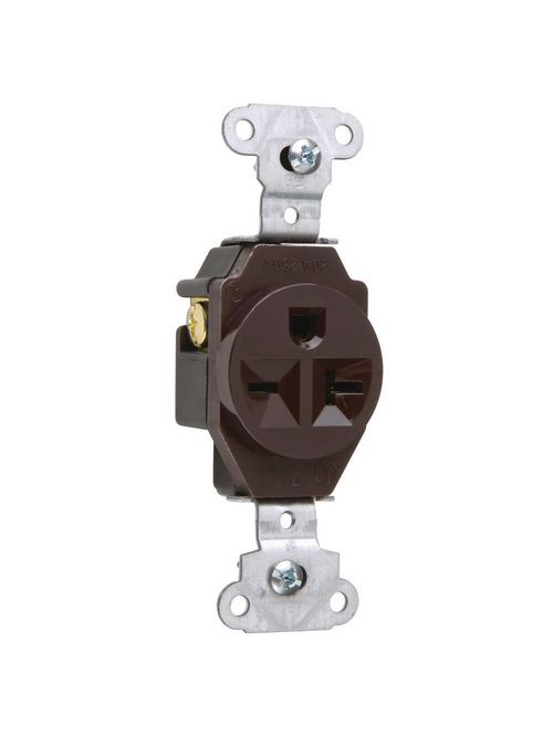 Pass & Seymour 5851 20 Amp 250 VAC 2-Pole 3-Wire NEMA 6-20R Brown Heavy Duty Single Receptacle Pass & Seymour 5851 20 Amp 250 VAC 2-Pole 3-Wire NEMA 6-20R Brown Heavy Duty Single Receptacle