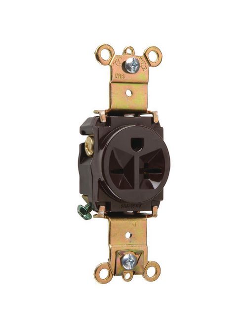 Pass & Seymour 5871 20 Amp 250 VAC 2-Pole 3-Wire NEMA 6-20R Brown Nylon Face Thermoplastic Back Body Single Receptacle Pass & Seymour 5871 20 Amp 250 VAC 2-Pole 3-Wire NEMA 6-20R Brown Nylon Face Thermoplastic Back Body Single Receptacle