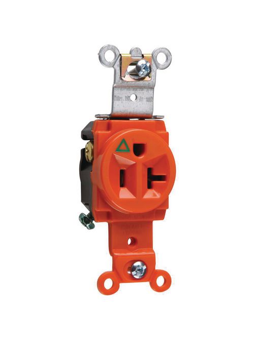Pass & Seymour IG5361 20 Amp 125 VAC 2-Pole 3-Wire NEMA 5-20R Orange Nylon Face Duplex Isolated Ground Receptacle Pass & Seymour IG5361 20 Amp 125 VAC 2-Pole 3-Wire NEMA 5-20R Orange Nylon Face Duplex Isolated Ground Receptacle