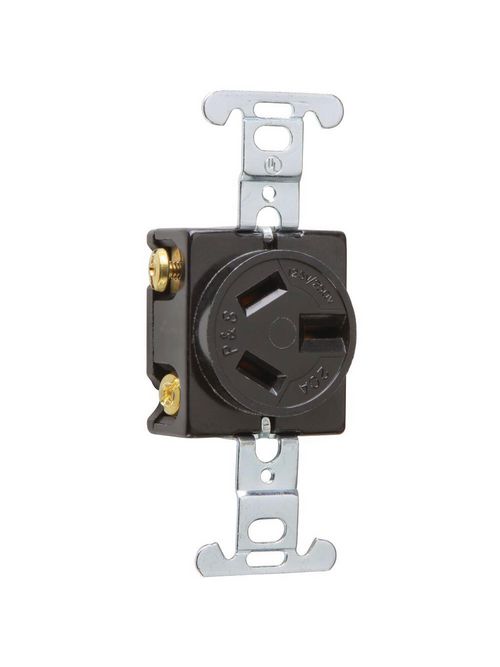 Pass & Seymour 6810 20 Amp 125/250 VAC 3-Pole 3-Wire NEMA 10-20R Black Straight Blade Single Receptacle Pass & Seymour 6810 20 Amp 125/250 VAC 3-Pole 3-Wire NEMA 10-20R Black Straight Blade Single Receptacle