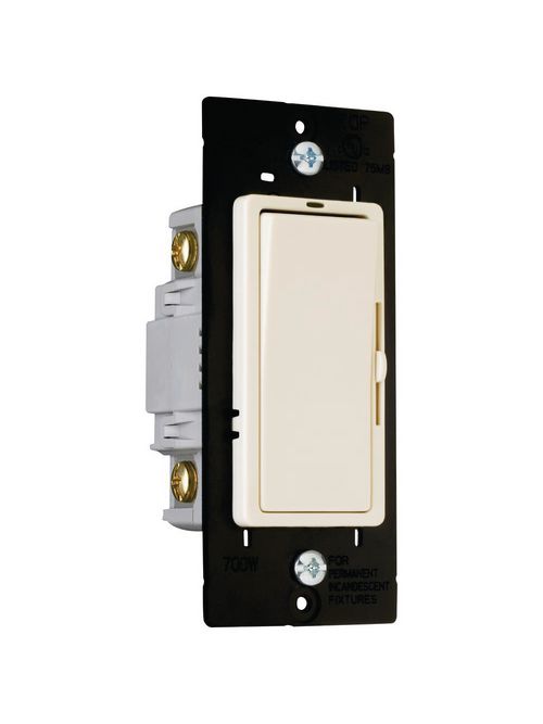 Product image for Pass & Seymour D703P-LA 120 Volt 700 W 1-Pole 3-Way Light Almond Incandescent Decorator Dimmer