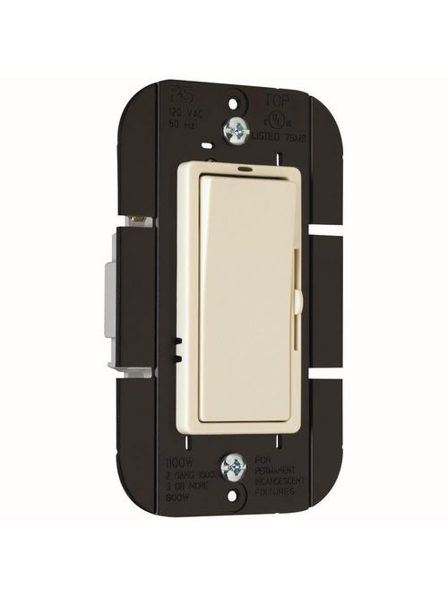 Product image for Pass & Seymour D1103P-LA 120 Volt 1100 W 1-Pole 3-Way Light Almond Incandescent Decorator Dimmer