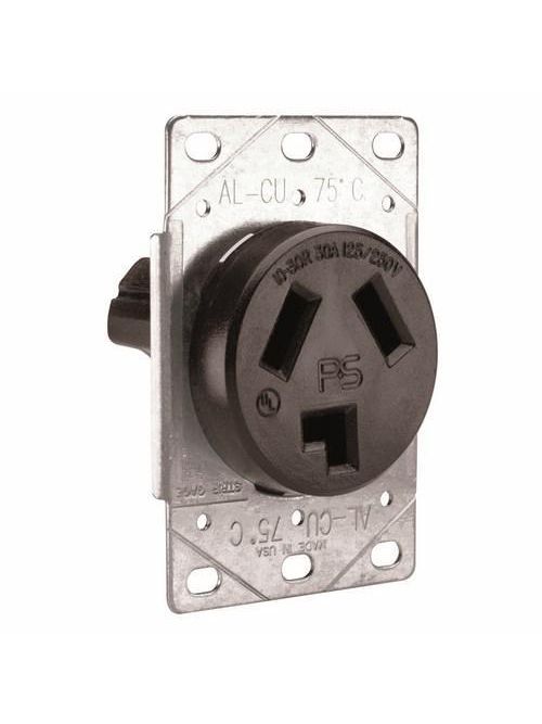 Pass & Seymour 3860 30 Amp 125/250 VAC 3-Pole 3-Wire NEMA 10-30R Single Dryer Straight Blade Power Receptacle Pass & Seymour 3860 30 Amp 125/250 VAC 3-Pole 3-Wire NEMA 10-30R Single Dryer Straight Blade Power Receptacle