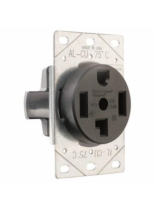 Pass & Seymour 3864 30 Amp 125/250 VAC 3-Pole 4-Wire NEMA 14-30R Single Dryer Straight Blade Power Receptacle Pass & Seymour 3864 30 Amp 125/250 VAC 3-Pole 4-Wire NEMA 14-30R Single Dryer Straight Blade Power Receptacle