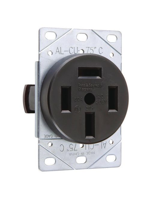 Pass Seymour 3870 60 Amp 1 8 Vac Star 3 Phase 4 Pole 4 Wire Nema 18 60r Straight Blade Power Receptacle Crawford Electric Supply