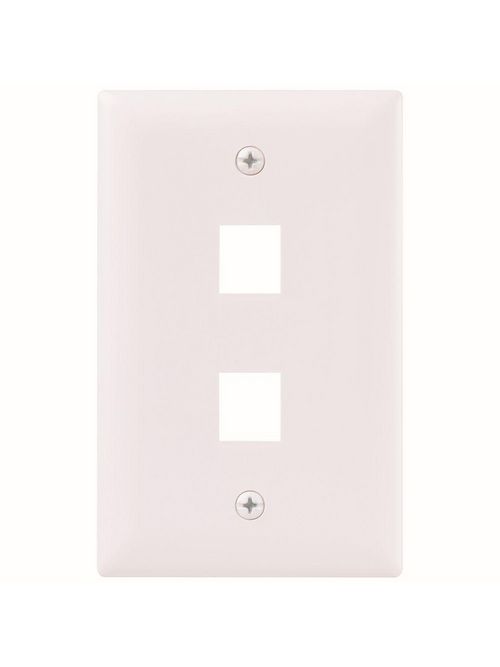Product image for Pass & Seymour KTPD2-W 2-Port White Unbreakable Keystone Wallplate