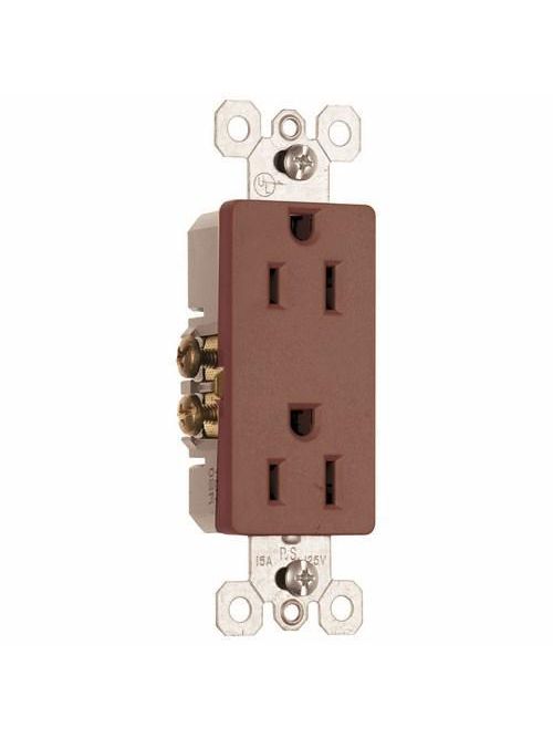 Pass & Seymour 885 15 Amp 125 VAC 2-Pole 3-Wire NEMA 5-15R Brown Thermoplastic Duplex Decorator Receptacle Pass & Seymour 885 15 Amp 125 VAC 2-Pole 3-Wire NEMA 5-15R Brown Thermoplastic Duplex Decorator Receptacle