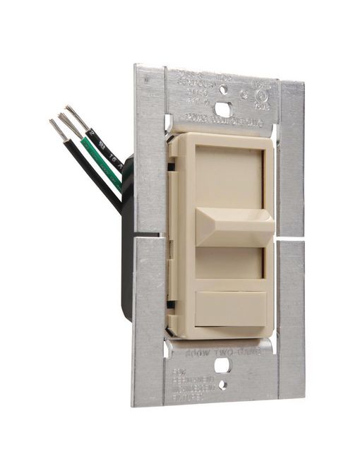 Product image for Pass & Seymour 91180-I 1000 W 120 Volt 1-Pole Ivory Incandescent Slide with Preset On/Off Dimmer