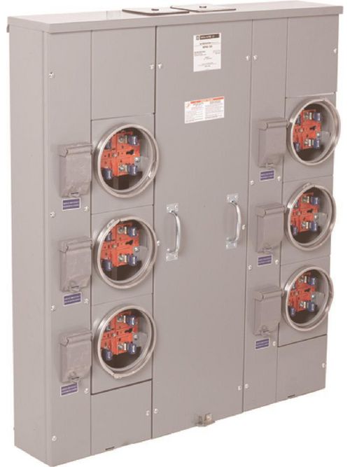 Product image for Square D MP66125 120/240 VAC 125 Amp 1-Phase 3-Wire 6-Position NEMA 3R Ring Type Meter Center