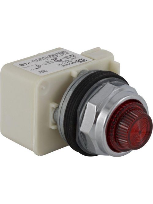 Product image for Square D 9001KP38R31 30 mm 120 VAC/VDC Red Lens Metal Bezel Standard Round Pilot Light