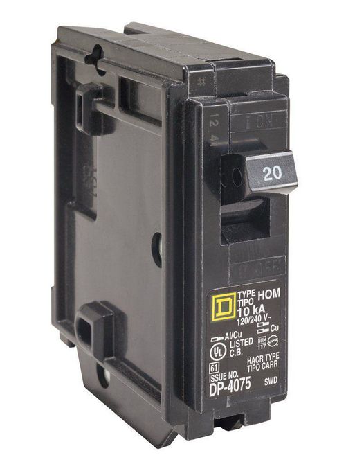 Square D HOM120 120/240 Volt 20 Amp Miniature Circuit Breaker Square D HOM120 120/240 Volt 20 Amp Miniature Circuit Breaker