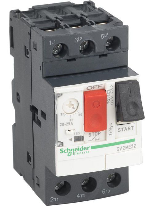 Product image for Square D GV2ME22 3-Pole 600 VAC 25 Amp Manual Starter